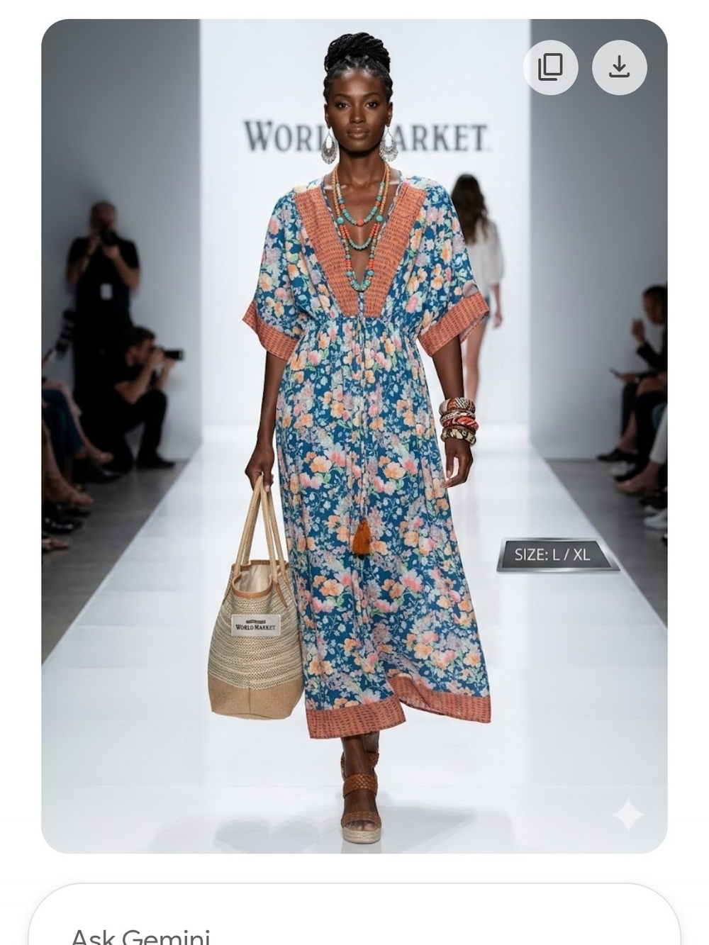 Cost Plus World Market Blue Floral Maxi Dress with Coral Trim